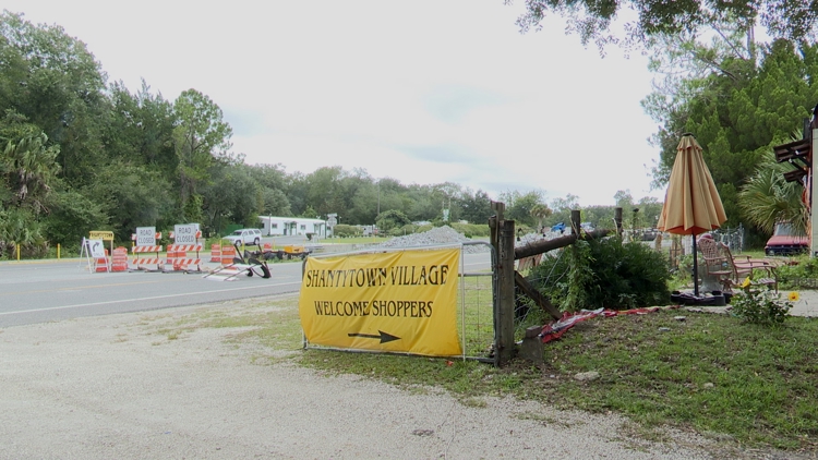 Shantytown Village owner concerned Pellicer Creek bridge construction is impacting business — First Coast News Local, Shorewood Business news