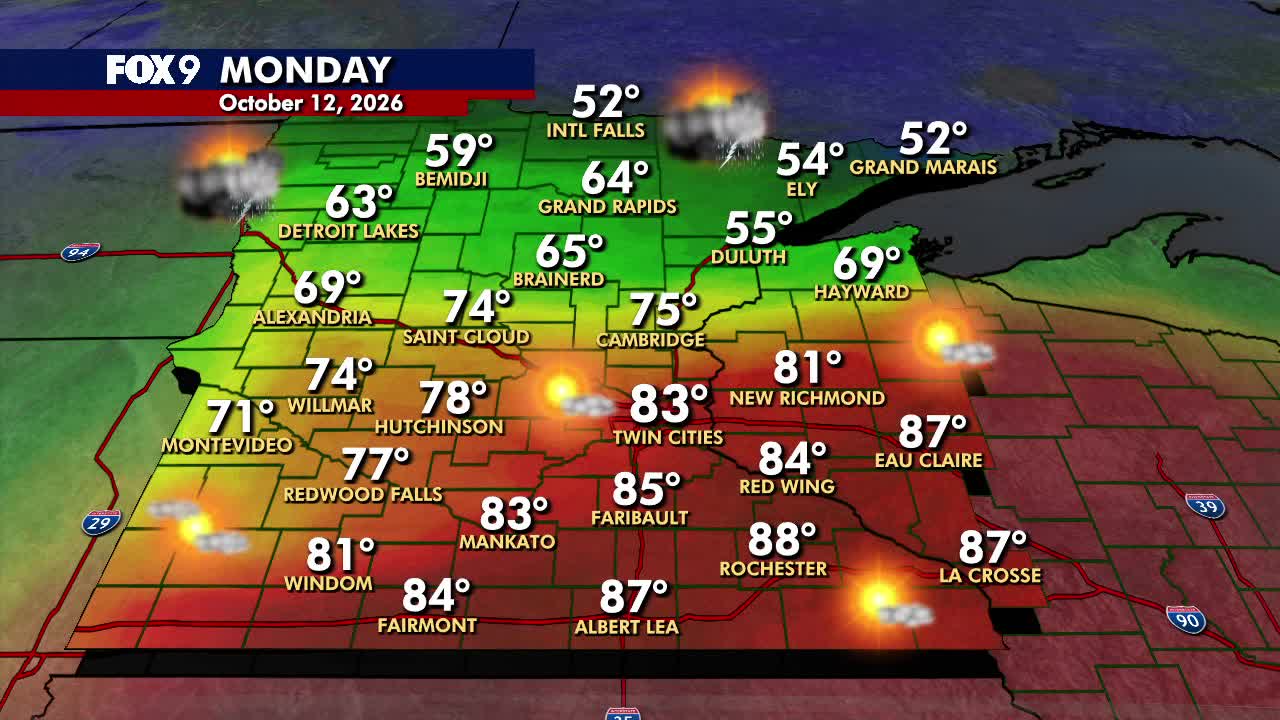 Minnesota weather: Summerlike warmth Monday before cooler Tuesday — FOX 9, Shorewood Community news