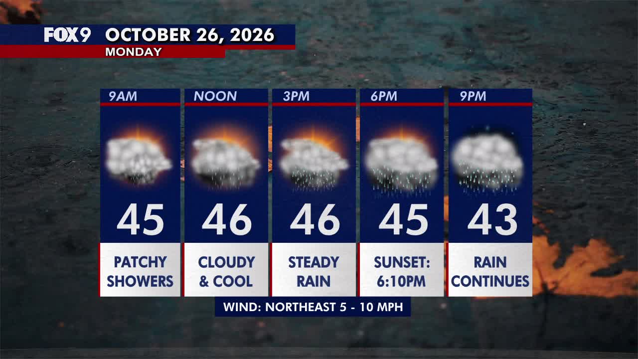 Minnesota weather: Wet, cloudy and cool Monday — FOX 9, Shorewood Community news