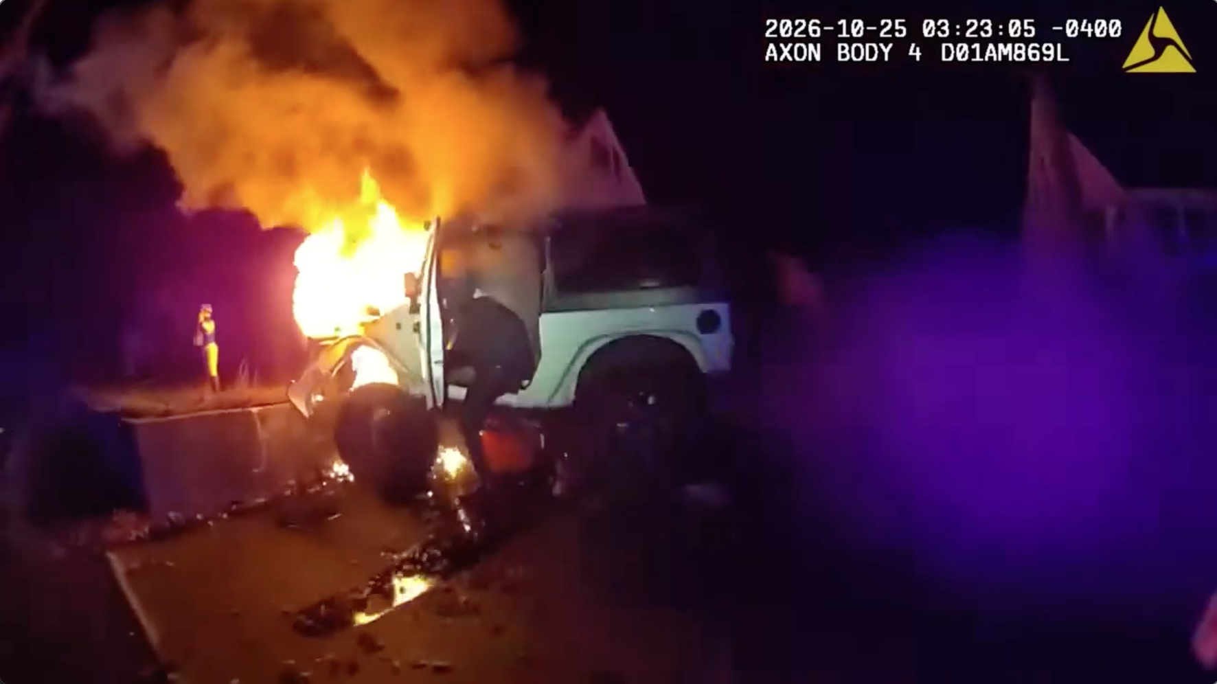 Bodycam video shows police rescuing man from burning Jeep after crash; driver facing multiple charges — FOX 9, Shorewood Community news